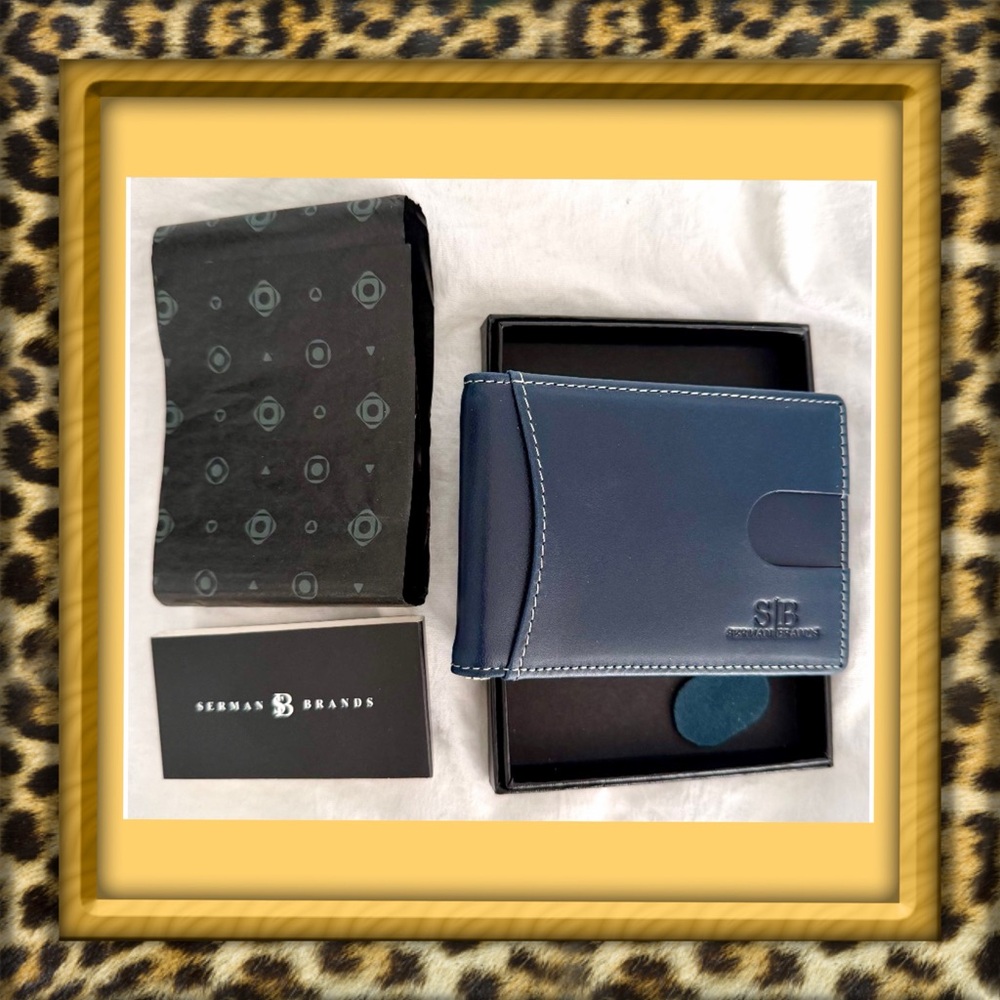👑✅PRICE FIRM✅ Sherman Brands Men’s Money Clip Slim Navy Blue Wallet. Brand New!